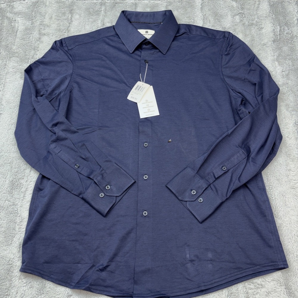 Brooklyn Brigade Solid Luxe Cross Dye Core Long Sleeve Woven in Navy Blue Lg NWT